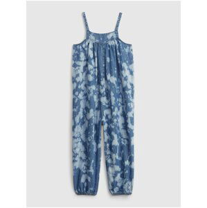 Modrý holčičí dětský overal tie-dye denim jumpsuit with Washwell