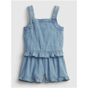 Modrý holčičí dětský overal denim ruffle romper