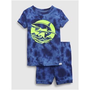 Modré klučičí dětské pyžamo organic cotton glow-in-the-dark shark graphic pj se