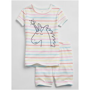 Bílé klučičí dětské pyžamo unicorn stripe 100% organic cotton pj set
