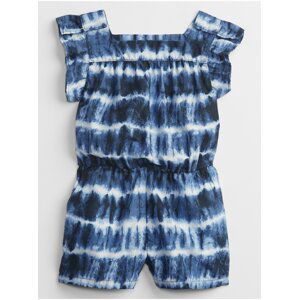 Modrý holčičí dětský overal tie-dye ruffle romper