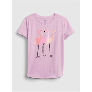Růžové holčičí dětské tričko short sleeve interactive graphic t-shirt