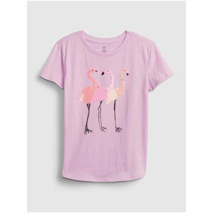 Růžové holčičí dětské tričko short sleeve interactive graphic t-shirt