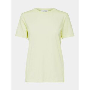 Světle žluté basic tričko Selected Femme Perfect