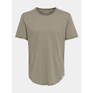 Khaki basic tričko ONLY & SONS Benne