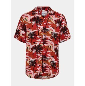 Krémovo-červená vzorovaná košile ONLY & SONS Palm