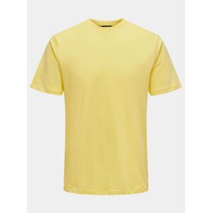 Žluté tričko s potiskem na zádech ONLY & SONS Arne