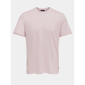 Světle růžové tričko s potiskem na zádech ONLY & SONS Arne