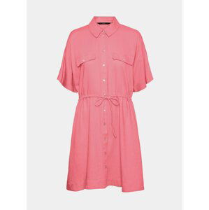 Růžové košilové šaty s příměsí lnu VERO MODA Haf