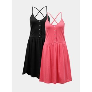 Sada dvou šatů v černé a růžové barvě VERO MODA Rebecca