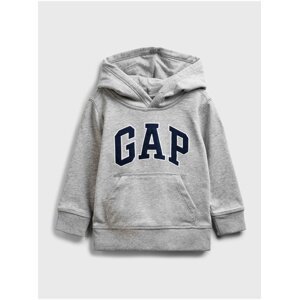 Šedá klučičí dětská mikina GAP Logo front pocket hoodie