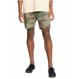 Zelené pásnké kraťasy Quiksilver TAXER CAMO THYME S121