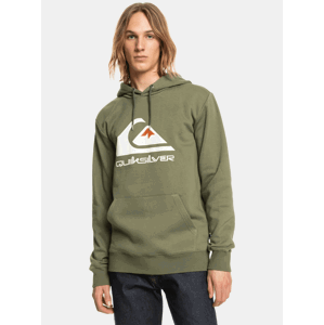 Khaki pánská vzorovaná mikina s kapucí Quiksilver Big Logo Hood