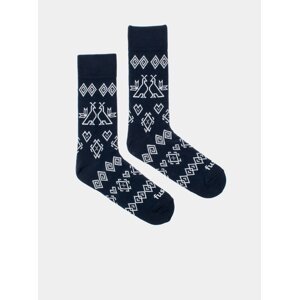 Tmavě modré vzorované ponožky Fusakle Modrotisk