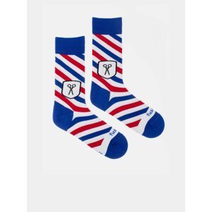 Bílo-modré pruhované ponožky Fusakle Barber