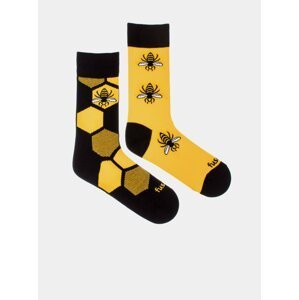 Černo-žluté vzorované ponožky Fusakle Včelín