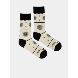 Krémové vzorované ponožky Fusakle Beraní rohy