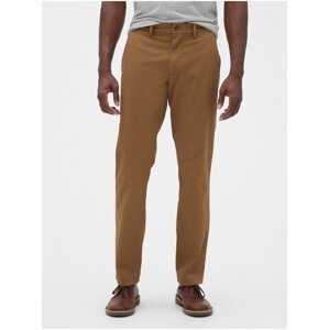 Hnědé pánské kalhoty essential khakis in straight fit with GapFlex