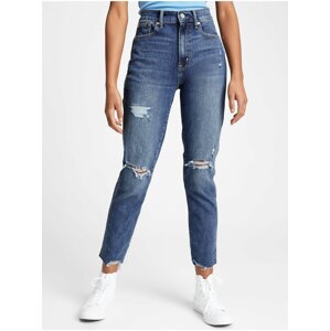 Modré dámské džíny GAP high rise destructed cigarette jeans with Washwell