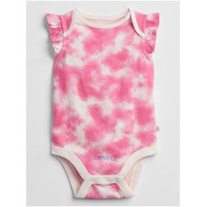 Růžové holčičí baby body mix and match print ruffle bodysuit