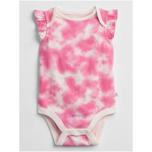 Růžové holčičí baby body mix and match print ruffle bodysuit