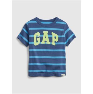 Modré klučičí dětské tričko GAP Logo stripe t-shirt