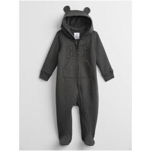 Černý holčičí baby overal GAP Logo hoodie one-piece