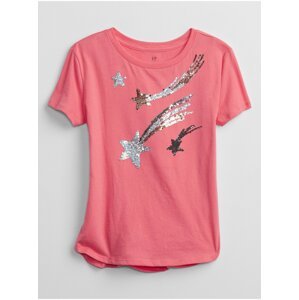 Růžové holčičí dětské tričko flippy sequin graphic t-shirt