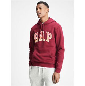 Červená pánská mikina GAP Logo arch hoodie