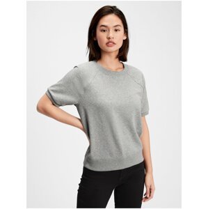 Šedé dámské tričko fleece short sleeve crewneck sweatshirt