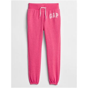 Růžové holčičí dětské tepláky GAP Logo fleece pants