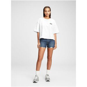 Bílé dámské tričko GAP Logo boxy step hem t-shirt