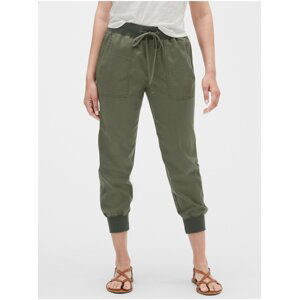 Zelené dámské tepláky drawstring joggers in twill GAP