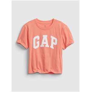 Oranžové holčičí dětské tričko GAP Logo short sleeve t-shirt