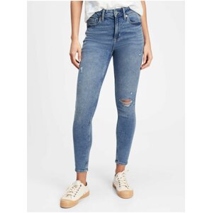 Modré dámské džíny high rise distressed legging jeans with Washwell GAP