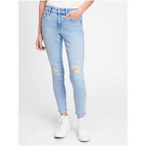 Modré dámské džíny mid rise distressed universal legging jeans with Washwell GAP