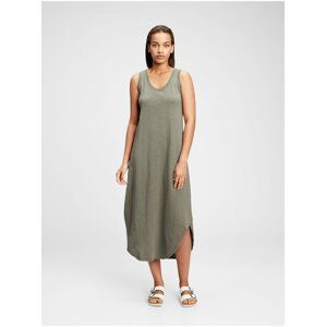 Zelené dámské šaty scoopneck sleeveless midi dress GAP