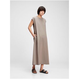 Hnědé dámské šaty GAP short sleeve maxi dress