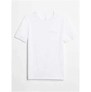 Bílé klučičí dětské tričko crewneck pocket t-shirt GAP