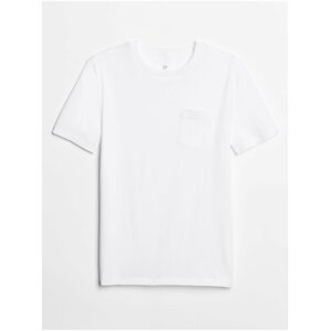 Bílé klučičí dětské tričko crewneck pocket t-shirt GAP