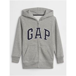 Šedá klučičí dětská mikina GAP Logo zip hoodie