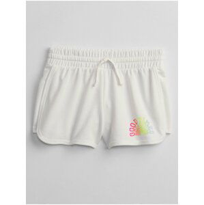 Bílé holčičí dětské kraťasy graphic pull-on shorts GAP