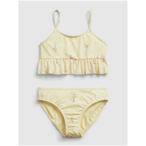 Žluté holčičí dětské plavky recycled flamingo graphic swim two-piece GAP