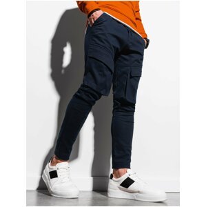 Tmavě modré pánské kapsáčové kalhoty Ombre Clothing  P999