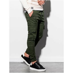 Tmavě zelené pánské kapsáčové kalhoty Ombre Clothing  P1000