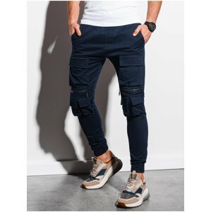 Tmavě modré pánské kapsáčové kalhoty Ombre Clothing P995