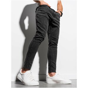 Černé pánské zkrácené slim fit džíny Ombre Clothing P923