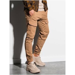 Světle hnědé pánské kapsáčové kalhoty Ombre Clothing  P925