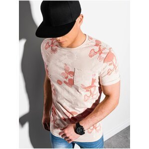 Světle růžové pánské vzorované tričko Ombre Clothing S1377