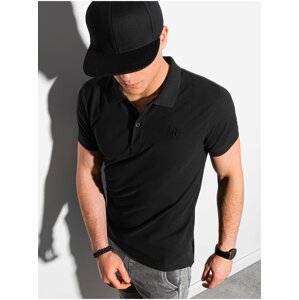 Černé pánské basic polo tricko Ombre Clothing